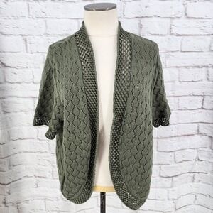 Lace Knit Shrug Cardigan Fairy Earthy Cottage Boho Cotton Green CJ Banks Size 2X